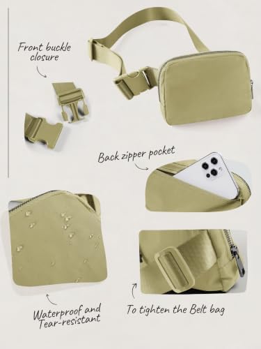 ODODOS Unisex Mini Belt Bag with Adjustable Strap Small Fanny Pack for Workout Running Traveling Hiking, Khaki Green - Image 5
