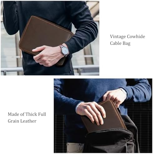 Polare Full Grain Leather Travel Cable Organizer Case Electronics Accessories Carry Bag with YKK Zippers Tech Storage Bag for Cables, Power Bank, USB, SD Card, Travel Essentials - Image 6