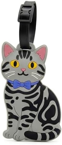 Luggage Tags for Suitcases, American Shorthair Cat Oval Silicone Bag ID Tag by ANINIUCN