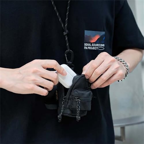 Mini Backpack Case for AirPods 4 2024 AirPods Pro 3,Purse Coin Wallet Keychain Pouch with Detachable Adjustable Long Lanyard & Lock, Multi-Functional Cable Organizer Travel Pouch for Women - Image 3