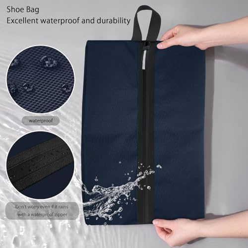Shoe Bag for Travel, Waterproof Extra Large Shoe Storage Organizer with Handle, Multi-Functional Odor-Resistant Shoe Pouch for Gym, Soccer, Golf, Tennis Soccer Cleats Bag 16.5 x 9.8 Inches (Dark Blue) - Image 3