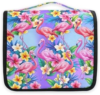 MNSRUU Hanging Toiletry Bag Pink Flamingo Tropical Bird Flower Makeup Bag Portable Travel bag for Toiletries Organizer Bags for Women Men, Travel-Essentials Bag - Image 2