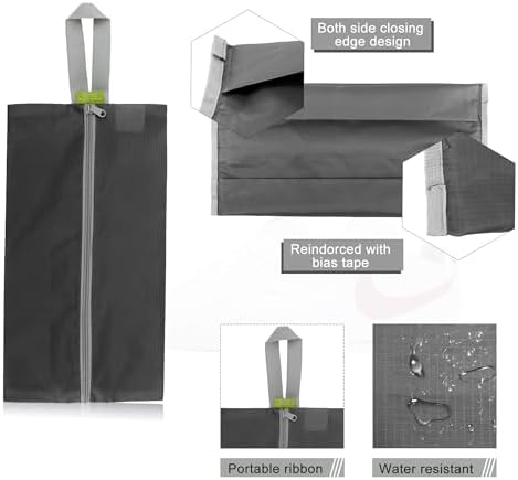 BeeGreen Grey Shoe Organizer Set - 6 Pack Shoe Bags For Travel with Zipper Closure and Handle,Stylish and Portable Nylon Shoe Storage for Men and Women's Travel Gifts and Home Storage - Image 3