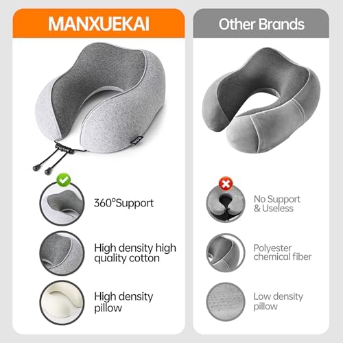 Travel Pillows for Airplanes,100% Pure Memory Foam Travel Neck Pillow - Image 4