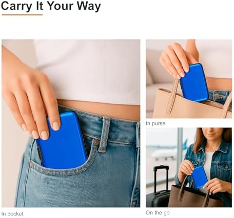 Credit Card Holder RFID Blocking Wallet for Women Men Small Mini Metal Slim Hard Aluminum Business Card Case (Blue) - Image 5