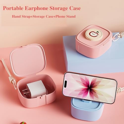 Shockproof EDC Travel Case for Bluetooth Headphones, Multi-Functional PP Hard Shell Pouch Organizer with Carabiner Keychain & Kickstand, Portable Mini Coin Purse for Earphones Cables Cosmetics - Image 2
