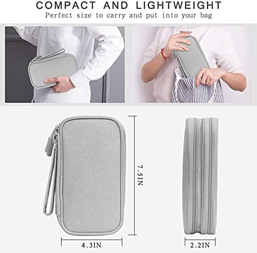 Skycase Electronic Organizer Travel Case - Waterproof Travel Cord Pouches for Organization, Cable Organizer, All-in-One Double Layers Storage Bag for Accessories, Charger, Cable, Grey- Medium - Image 2