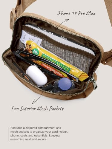 ODODOS Unisex Mini Belt Bag with Adjustable Strap Small Fanny Pack for Workout Running Traveling Hiking, Caramel - Image 4