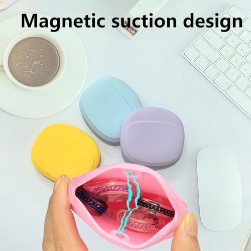 Silicone Headphone Organizer - Data Cable Storage Case - Mini Key Box - Portable Wired Headset Storage Bag (Purple-Yellow-Pink-Blue) - Image 2