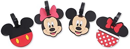 4 Pcs Set Mickey Minnie Silicone Travel Luggage Baggage Identification Labels ID Tag for Bag Suitcase Plane Cruise Ships with Belt Strap by Finex
