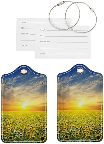 Chelmon 2 Pack Cute PU Leather Luggage Tags for Suitcases,Travel Essentials - Image 3