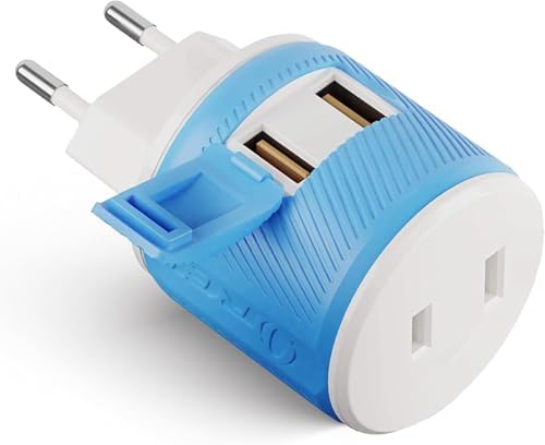 OREI European Travel Plug Adapter with Dual USB - for Most of Europe - Type C (U2U-9C), Will Work with Cell Phones, Camera, Laptop, Tablets, iPad, iPhone and More by OREI