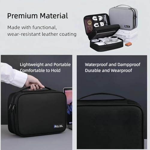 Electronics Organizer Travel Case,Cord Organizer Travel, Double-Layer Cable Organizer Bag, Tech Pouch Accessories Carry Storage For Phone, Cables, Airpods, USB, Sd Card,Essentials (Black) - Image 4