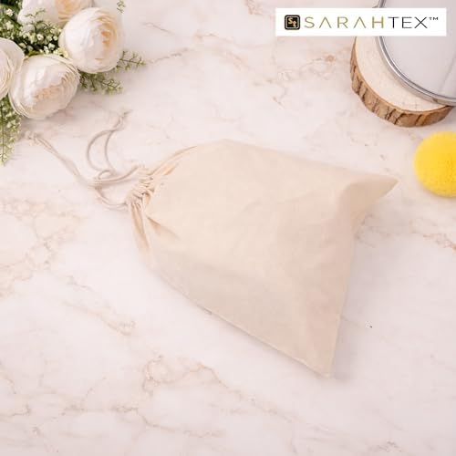 16" x 20" Premium 100% Cotton Drawstring Bags 4 Pack, 140 GSM Extra Large Cotton Storage Bags for Clothes, Laundry, Travel Packing, Shoes, Gift Packaging, Eco Friendly Reusable Drawstring Pouch - Image 3