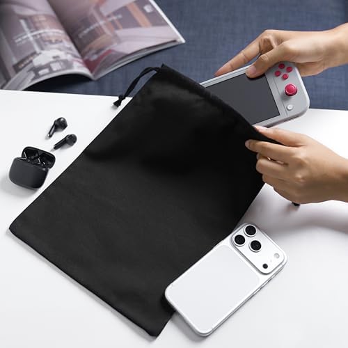 Heavy Duty Cotton Drawstring Bags 4-Pack - 270 GSM Thick Cloth Pouches for Gifts, Travel, Dice, Jewelry, Laundry - Double Drawstring (Rustic Black, 10 x 15 Inches) - Image 5