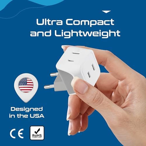 Ceptics European Travel Plug Adapter - Type C, Dual Input, Compact (3 Pack) - Image 6