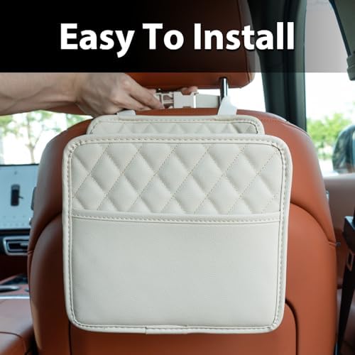 FrgKbTm 2Pack Car Seat Back Hanging Bag Car Document Holder Multi-Pocket Bottle Bag Storage Box Organizer Travel Tidy Pouch Pocket Kids Beige - Image 6