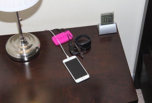 Heaviest Cable Organizer on the Market! Compact and Weighted Desktop Cord Holder for Desk and Nightstand, Eco-Friendly Silicone, No Bad Smell, Bundled with 4 Reusable Cable Ties! (Fuscia Pink) - Image 3