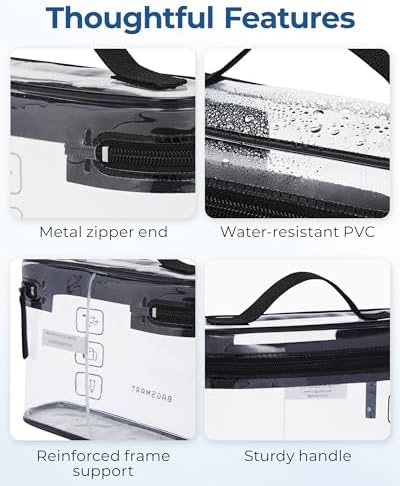 BAGSMART TSA Approved Toiletry Bag, 2 Pack Clear Makeup Cosmetic Bag Organizer, Quart Size Travel Bag for Toiletries, Carry-on Travel Accessories Essentials, Gray-2pcs - Image 3