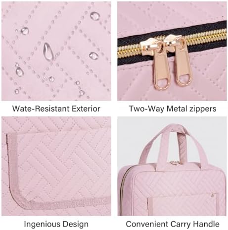Hanging Toiletry Bag for Women Cosmetic Toiletries Travel Bag,Pink - Image 3