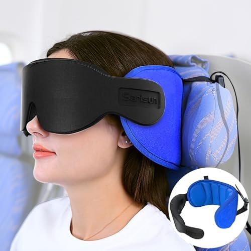 SARISUN Travel Pillow for Airplanes Sleep, Seat Strap for Stable Support by SARISUN