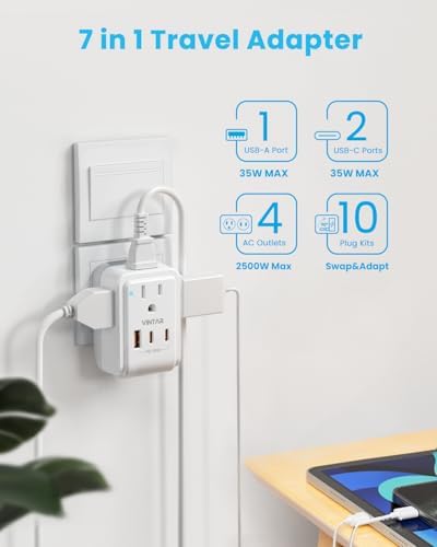VINTAR 35W Universal Travel Adapter Kit, Type A,B,C,D,E/F,G,H,I,L,M Plugs - Image 3