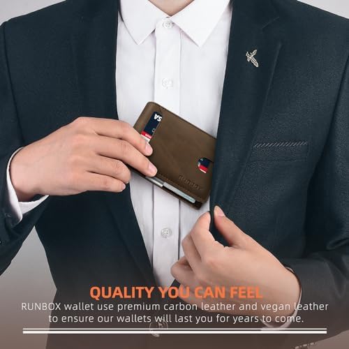 RUNBOX Slim Wallet for Men - RFID Blocking Leather Bifold with Money Clip - Image 6