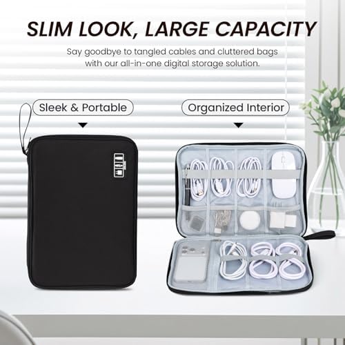 Large Electronics Organizer Travel Case, Slim Tech Accessories Bag - Image 5