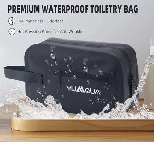 YUMQUA Mens Waterproof Toiletry Bag Dopp Kit for Travel Sport Gym Bathroom - Image 2