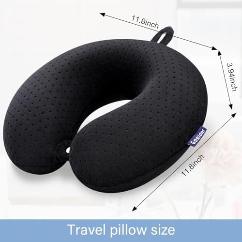 Travel Neck Pillow, Memory Foam Airplane Pillow, Black - Image 3
