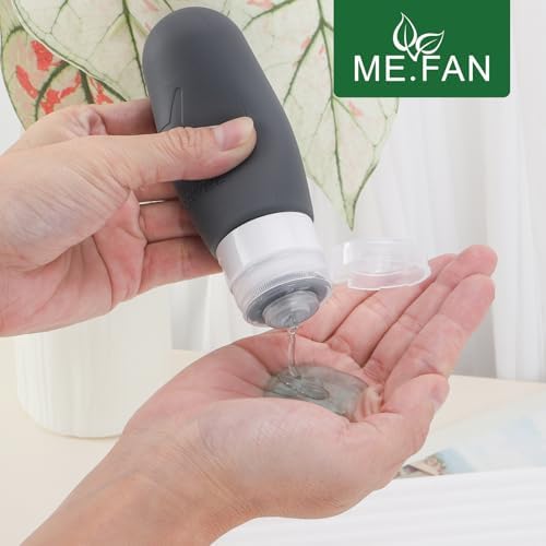 ME.FAN Travel Bottles for Toiletries,3oz Silicone Travel Size Containers, TSA Approved Squeezable Portable Split Bottle, Travel Accessories for Conditioner Shampoo Lotion - 4 Pack Bright - Image 4