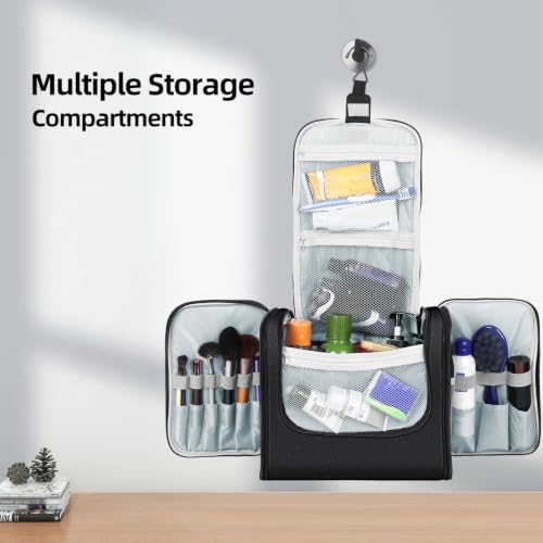 Buruis Extra Large Hanging Toiletry Bag for Women and Men, Black - Image 2