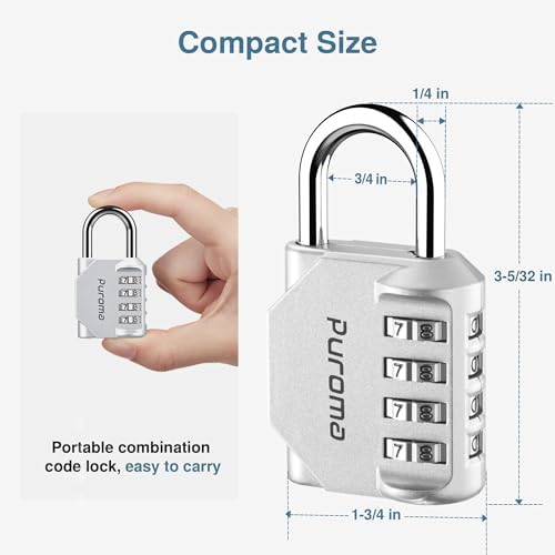Puroma 2 Pack Combination Lock Locker 4 Digits Combo Padlock Gym Silver - Image 5