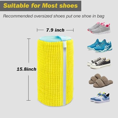 Shoe Washing Machine Bag,Laundry Shoe Bag for Washer and Dryer,Reusable Shoe Cleaning Bag for Sneakers,Tennis Shoes,With Self-locking Zipper, Microfiber Inside (Lite Yellow - 2 Pack) - Image 5
