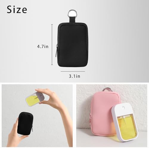 uekeboag 2Pcs Small Soft Neoprene Pouch with Zipper(Black and Pale Pink) - Image 2