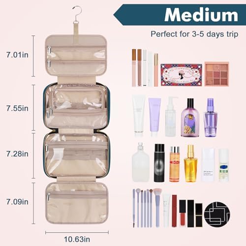 Wedama Toiletry Bag for Women, Medium Cosmetic Travel Bag, Hanging Toiletry Bag for Bathroom, Thickened PVC Waterproof Makeup Bag, Toiletries Bag for Travel Business Trips and Camping, Dark Blue - Image 2