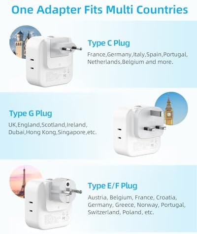 European Travel Plug Adapter Set, 8-in-1 Travel Adapter with 4 Outlets - Image 2