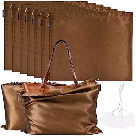 7 Pack Dust Bags for Handbags Storage Silk Cloth Bag With Drawstring Large Storage Pouch for Handbag Purse Shoes Boots by FEICHANGHAO