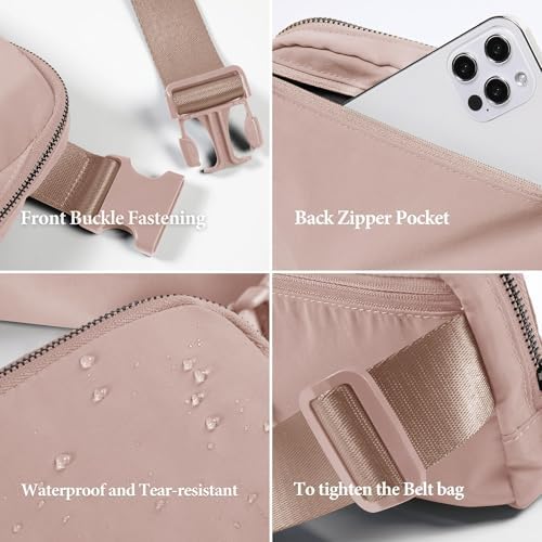 ODODOS Unisex Mini Belt Bag with Adjustable Strap Small Fanny Pack for Workout Running Traveling Hiking, Misty Rose - Image 6