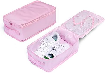JJ POWER Travel Shoe Bags, Foldable Waterproof Shoe Pouches Organizer-Double Layer (2 Pink Shoe Bags) by JJ+POWER