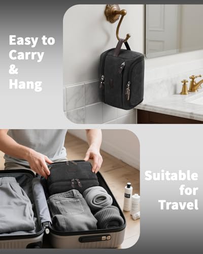 ZOMFELT Toiletry Bag for Men, Dual Layers Canvas Travel Toiletries Bag - Image 6