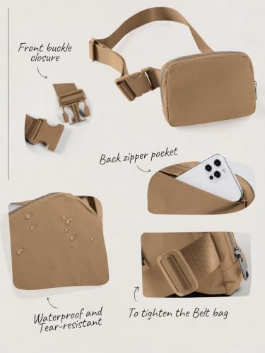 ODODOS Unisex Mini Belt Bag with Adjustable Strap Small Fanny Pack for Workout Running Traveling Hiking, Caramel - Image 5