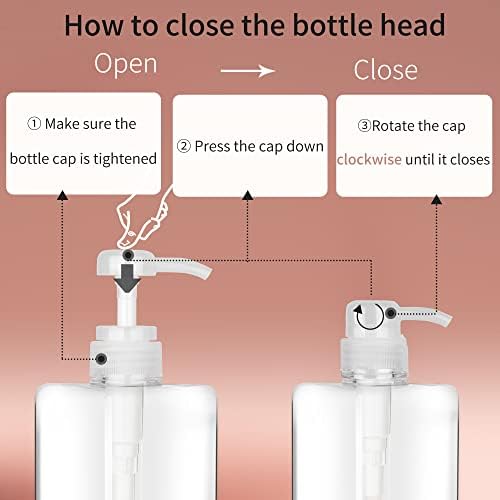 Pump Bottle Dispenser 22oz/650ml Jansburg 2Pack Refillable Square Plastic Lotion Dispenser Empty Lotion Pump Bottle for Essential Oil Lotion, Shampoo, Bathroom Travel Clear - Image 5