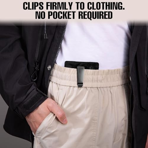 KOSMCCO RFID Blocking Clip Stash Pocket Travel Belt Wallet, Black, Medium - Image 5