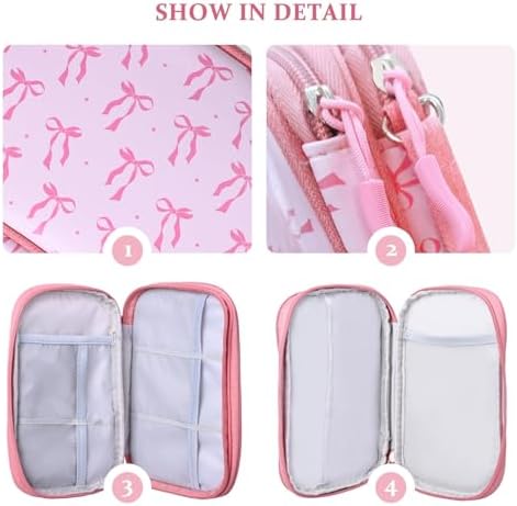 COSHAYSOO Travel Gifts for Women College Teen Girls Trip Favors Pink Birthday Gift Ideas, Electronics Cord Cable Organizer Bag Tech Pouch Case Gadgets Accessories Cruise Airplane Essentials, Bowknot - Image 4