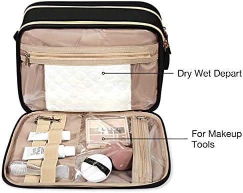 BAGSMART Toiletry Bag for Women, Medium Water-resistant, Black - Image 4