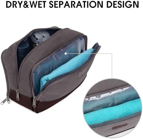 WANDF Travel Toiletry Bag for Men, Canvas Shaving Dopp Kit - Image 3