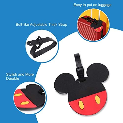 4 Pcs Set Mickey Minnie Silicone Travel Luggage Baggage Identification Labels ID Tag for Bag Suitcase Plane Cruise Ships with Belt Strap - Image 3