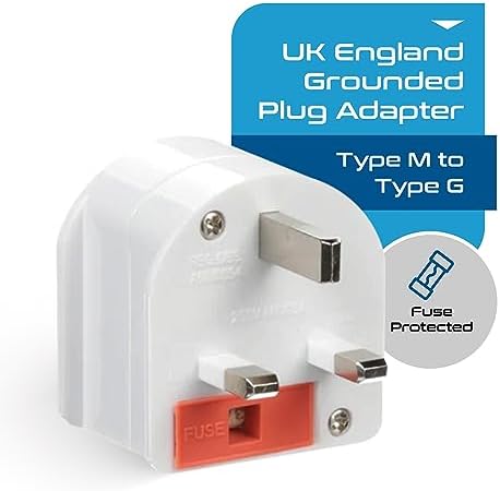 Ceptics GP-SA-UK South Africa to UK Grounded Plug Adapter (250V - Max 13A), White - Image 2