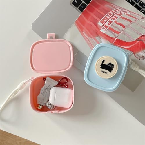 Shockproof EDC Travel Case for Bluetooth Headphones, Multi-Functional PP Hard Shell Pouch Organizer with Carabiner Keychain & Kickstand, Portable Mini Coin Purse for Earphones Cables Cosmetics - Image 5